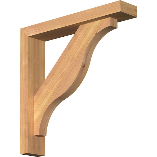 Ekena Millwork Funston Block Smooth Bracket w/ Offset Brace, Western Red Cedar, 3 1/2"W x 18"D x 18"H BKT0402X18X18FST05SWR - main
